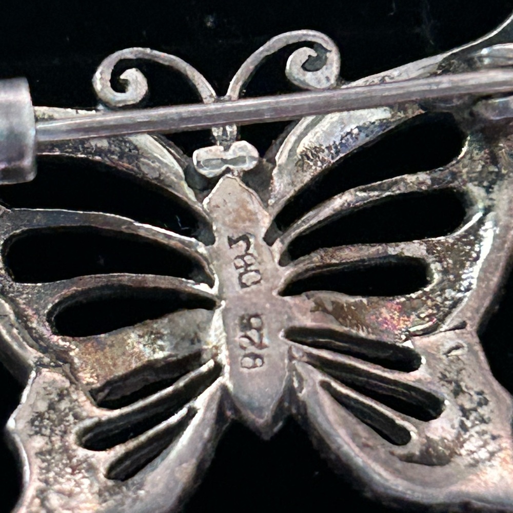 Vintage Sterling Silver Marcasites Butterfly Brooch - Picture 5 of 5